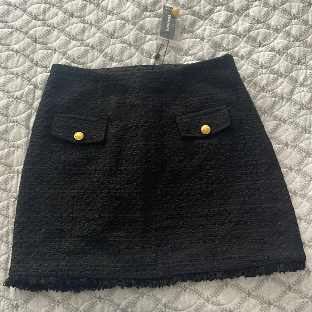 Express black mini tweed skirt